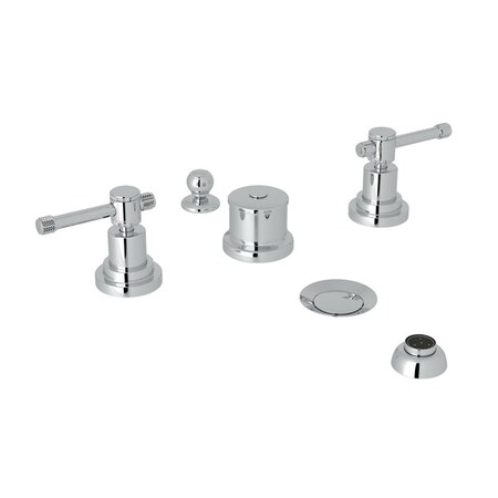 Rohl Bath Five Hole Bidet In Polished Chrome With Industrial Metal Levers A3360ILAPC